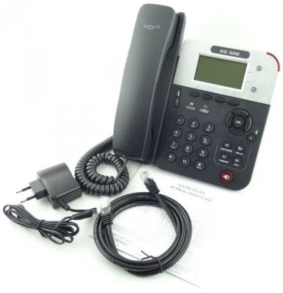تلفن دیجیتال ایسن ES290-N همراه با آداپتور برق با ورودی AC 100~240 ولت و خروجی DC 5V/1A عرضه می‌شود.